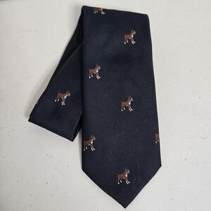 Vintage Chipp Neck Tie Navy Blue Dog Breed Boxer Collectible